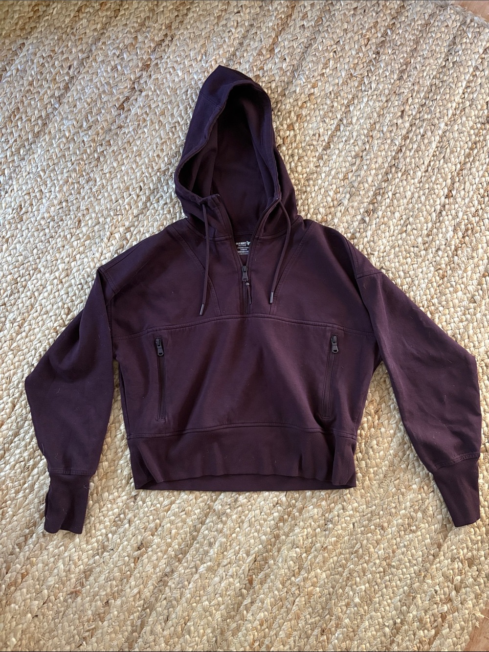 Old Navy Women’s Plum/Burgundy Half Zip Hoodie Sweatshirt